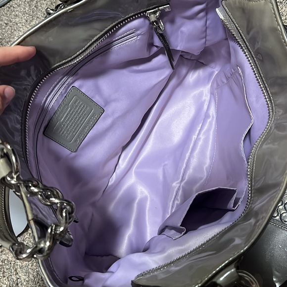 Womens Grey Metallic Coach Purse - Picture 10 of 11